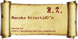 Macska Krisztián névjegykártya